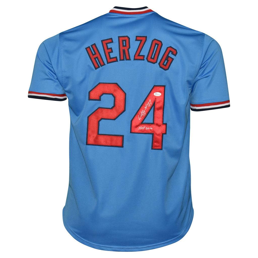 Whitey Herzog Signed HOF 2010 Inscription St Louis Blue Baseball Jersey (JSA)