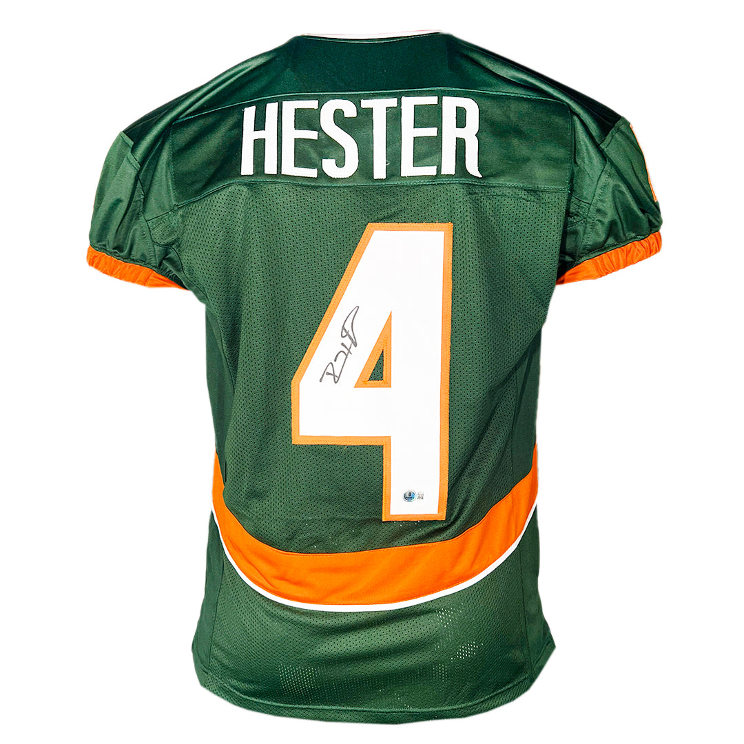 Devin Hester Signed Miami College Green Game Style Football Jersey (Beckett)