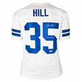 Calvin Hill Signed 69 ROY Inscription Dallas White Football Jersey (Beckett)