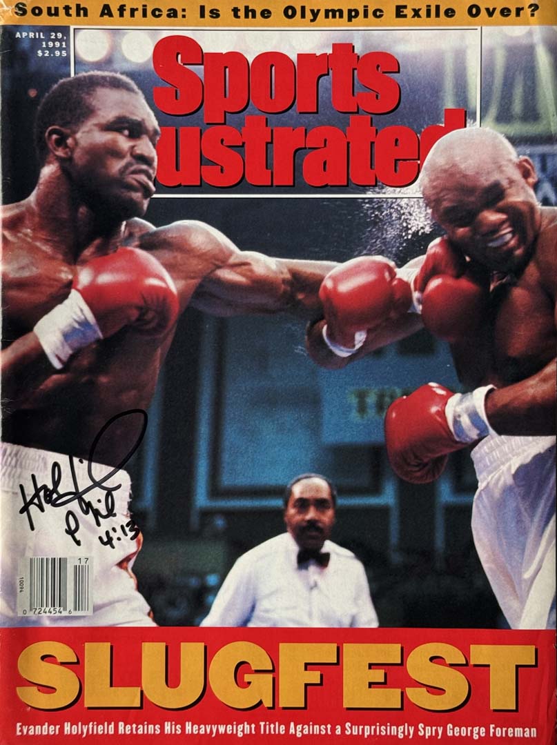 Evander Holyfield Signed Sports Illustrated Phil 4:13 Inscription 4/29/1991 Issue (JSA)
