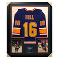 Brett Hull Signed St. Louis Framed Vertical Layout Pro Edition Blue Jersey (JSA)
