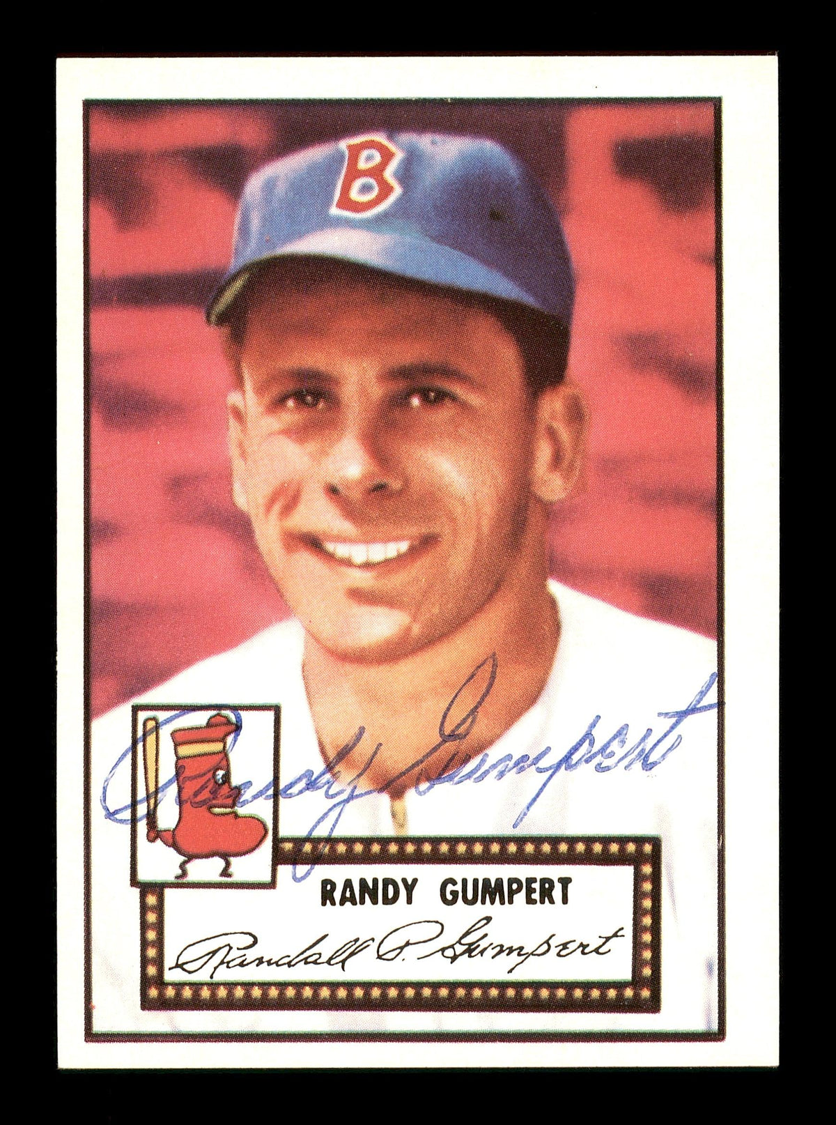 Randy Gumbert Autographed 1983 Topps 1952 Topps Reprint Card #247 Boston Red Sox SKU #171552