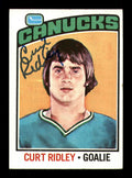 Curt Ridley Autographed 1976-77 Topps Rookie Card #197 Vancouver Canucks SKU #183146