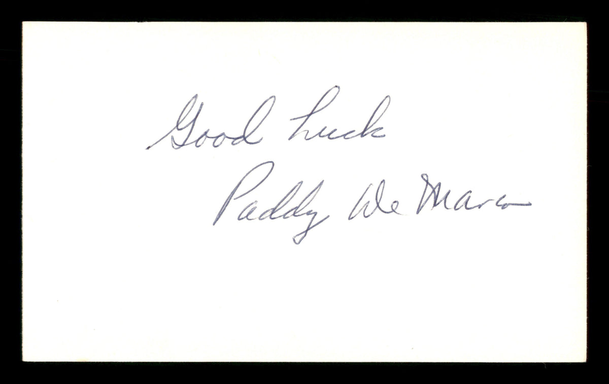 Paddy DeMarco Autographed 3x5 Index Card "Good Luck" SKU #186882