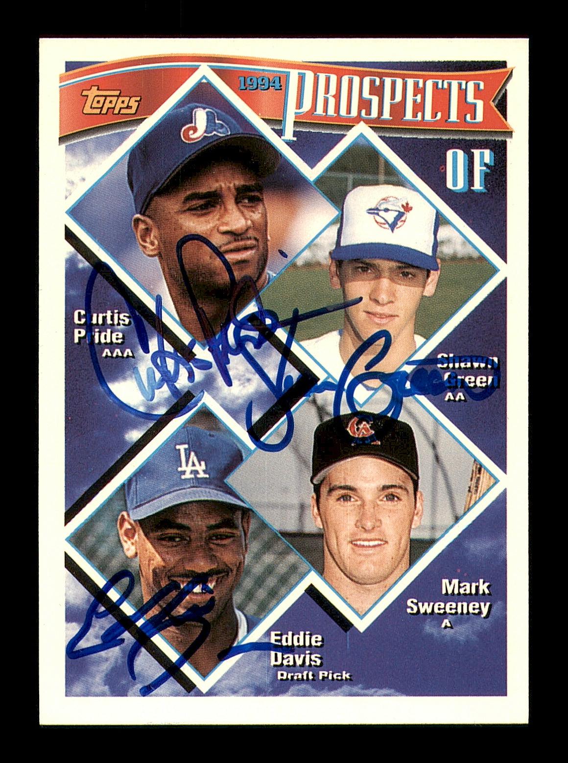 Shawn Green, Curtis Pride & Eddie Davis Autographed 1993 Topps Card #237 SKU #183800