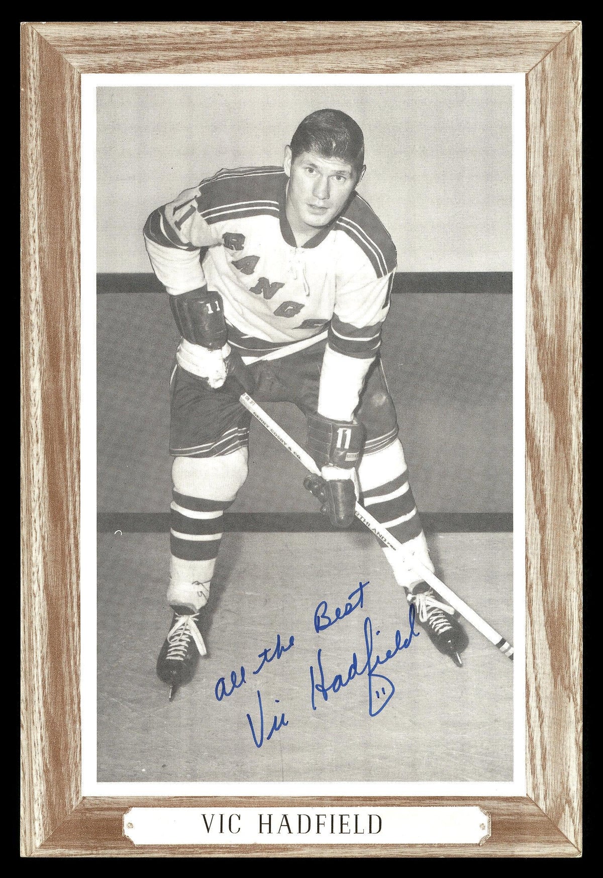 Vic Hadfield Autographed 1964-67 Beehive Group 3 4.5x6.5 Photo New York Rangers "All The Best" SKU #176418