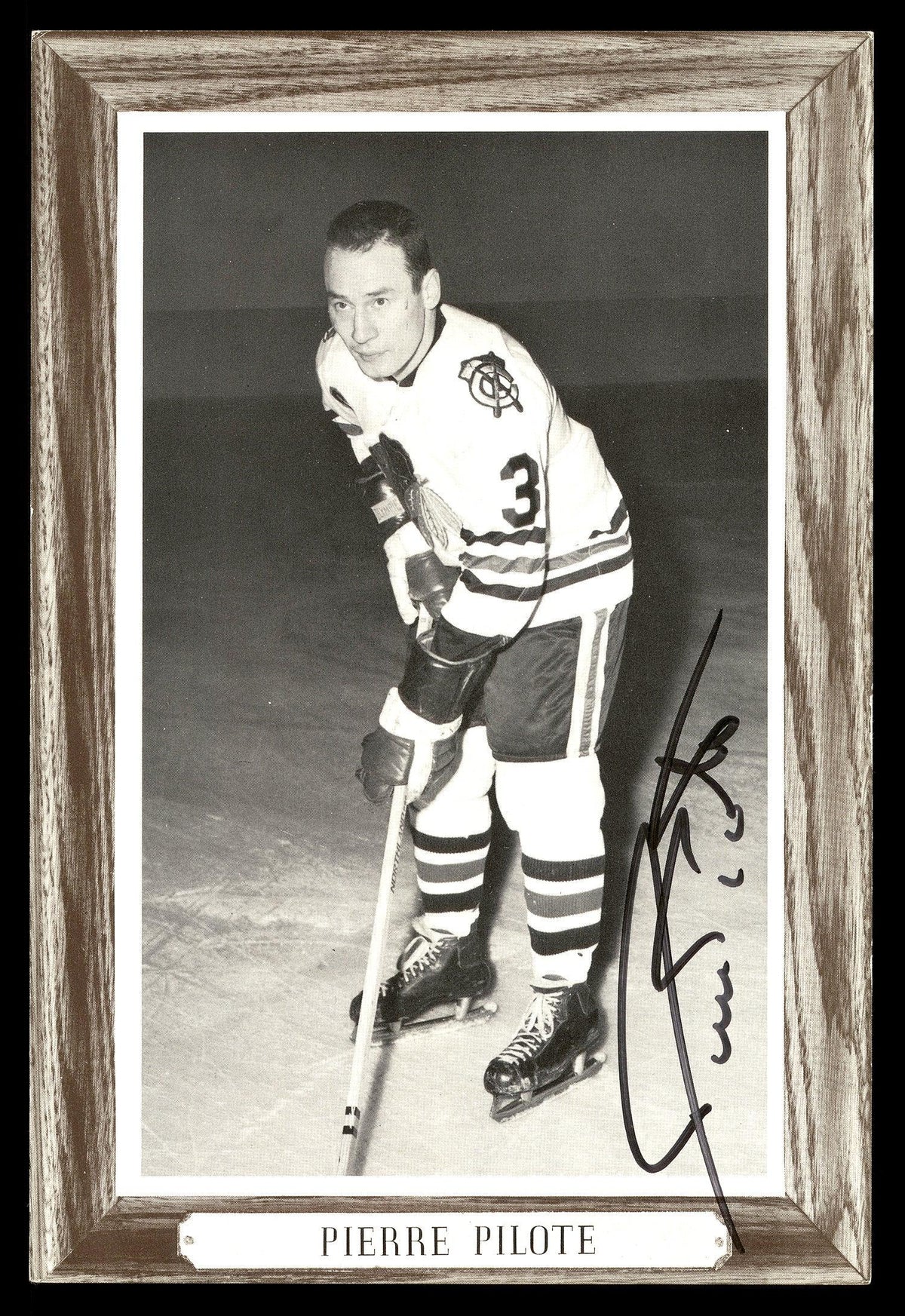 Pierre Pilote Autographed 1964-67 Beehive Group 3 4.5x6.5 Photo Chicago Blackhawks SKU #176444