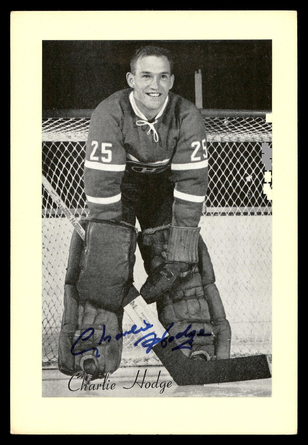 Charlie Hodge Autographed 1944-63 Beehive Group 2 4.5x6.5 Photo Montreal Canadiens SKU #176529