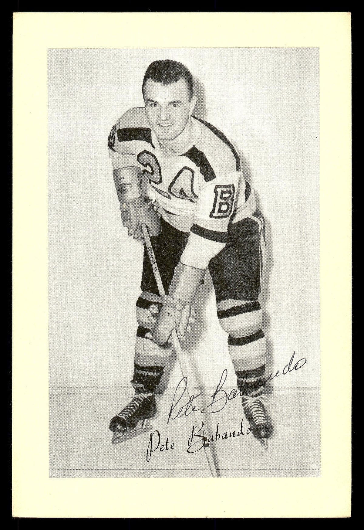 Pete Babando Autographed 1944-63 Beehive Group 2 4.5x6.5 Photo Boston Bruins SKU #176774