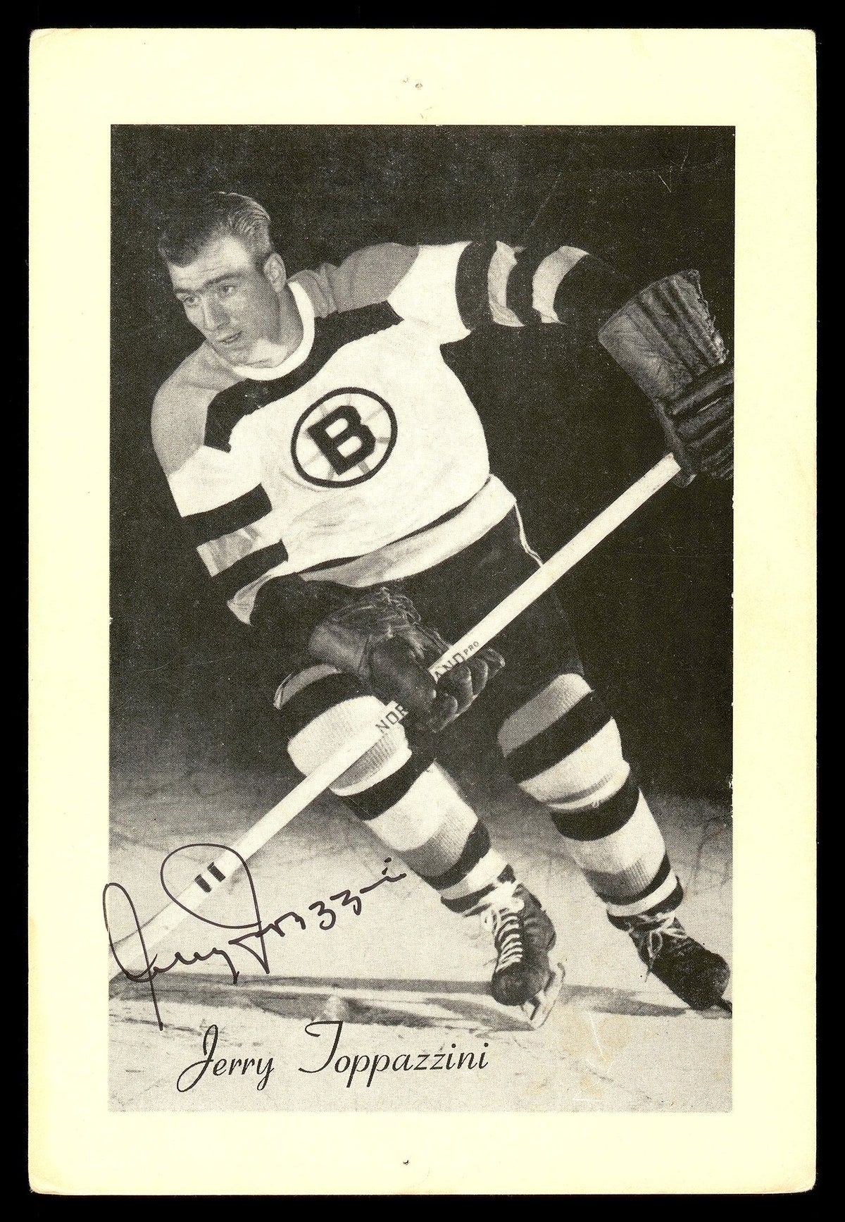 Jerry Toppazzini Autographed 1944-63 Beehive Group 2 4.5x6.5 Photo Boston Bruins SKU #176792