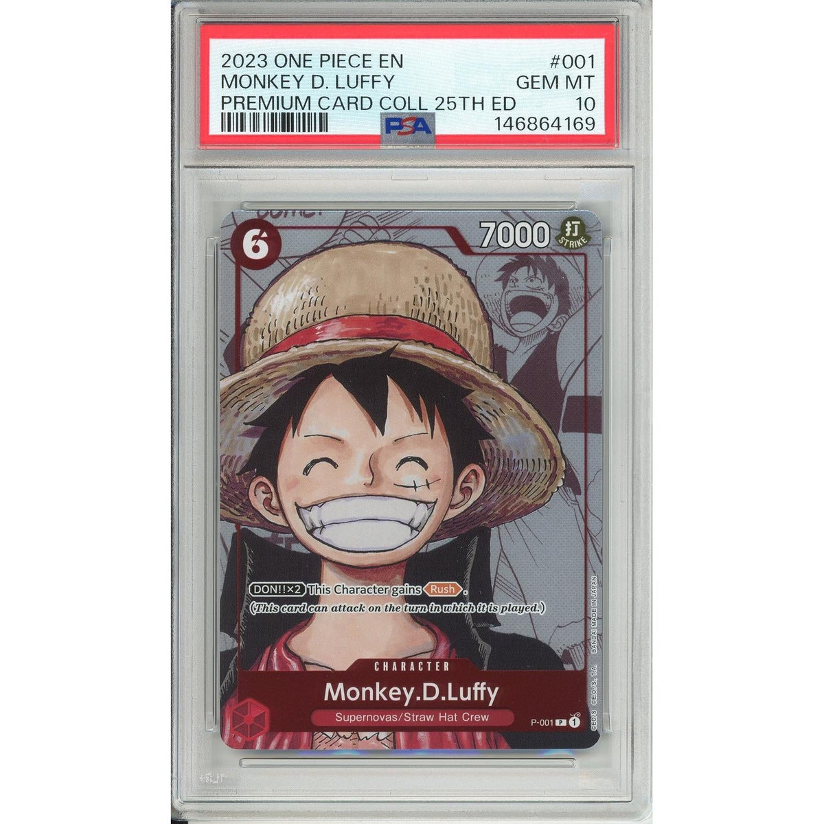 One Piece Graded:  Monkey D Luffy P-001 25th Anniversary Promo (2023) PSA 10