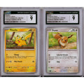 Pokemon Graded: Pikachu #25 & Eevee #131 Pokemon Together Stamp Set Of 2 CGC 9