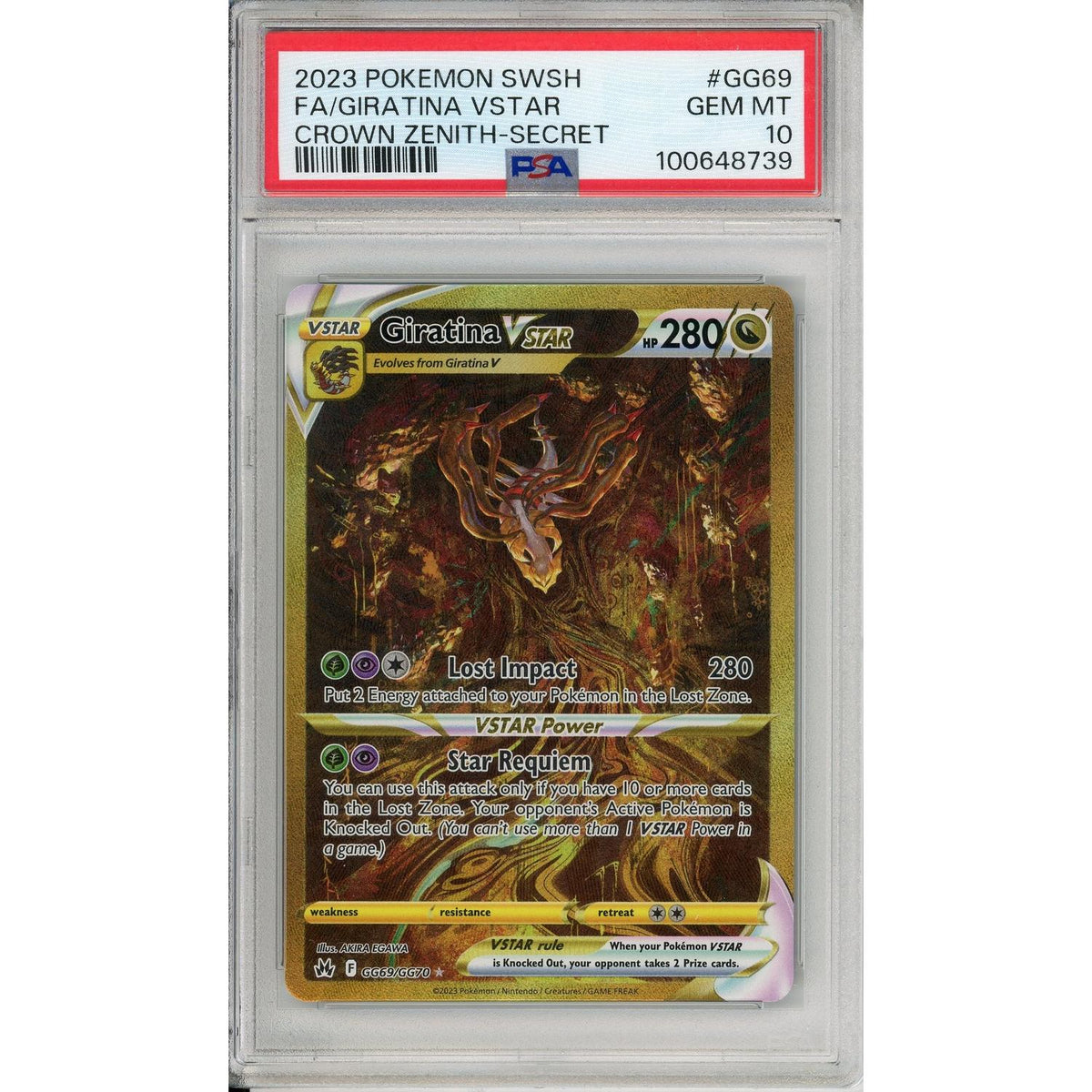 Pokemon Graded: Giratina VSTAR GG69/GG70 Crown Zenith (2023) Secret Gold Rare PSA 10