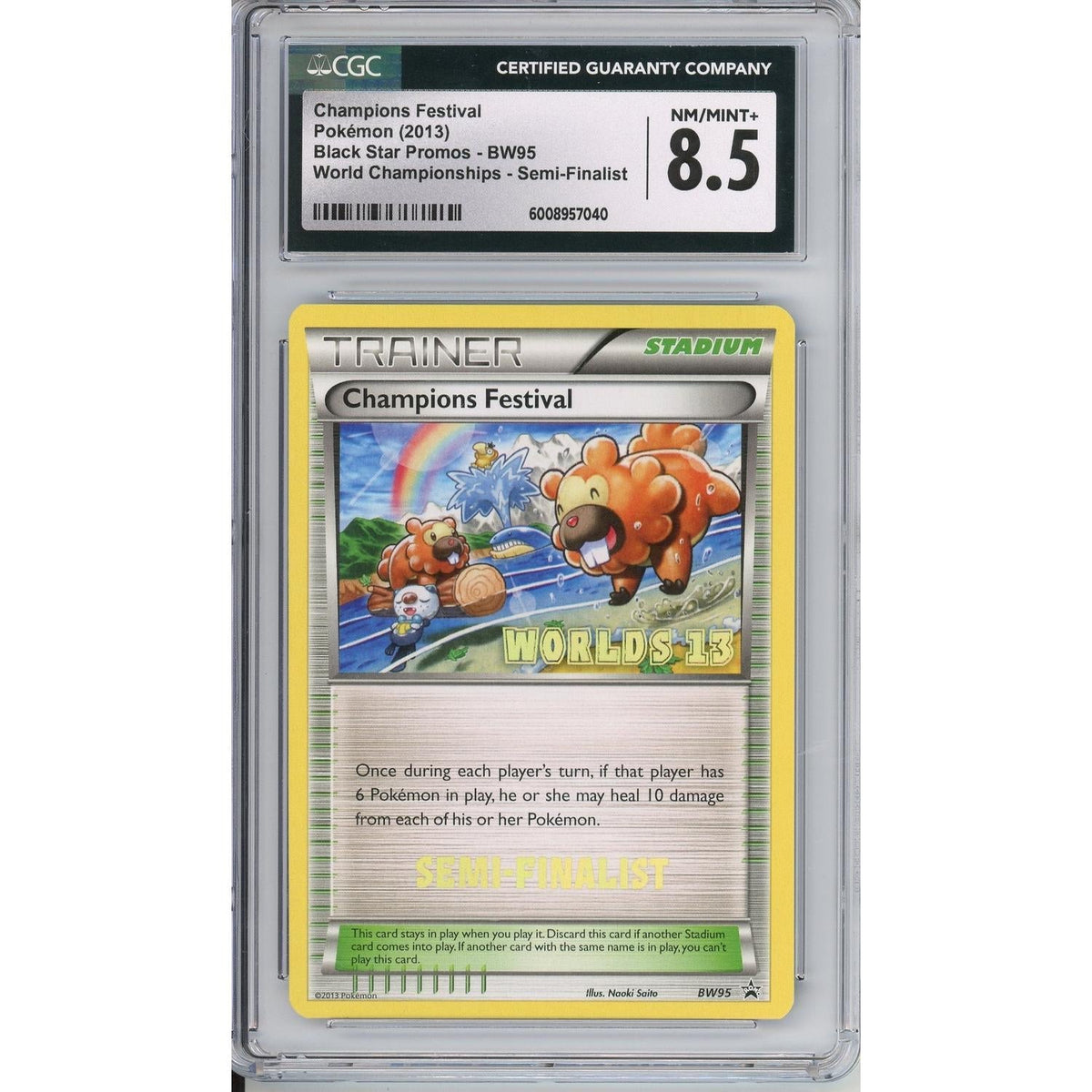 Pokemon Graded: Champions Festival #BW95 Black Star Promo World Championships 2013 Semi-Finalists CGC 8.5