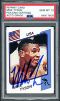Mike Tyson Autographed 1986 Panini Supersport Rookie Retro Reprint Rookie Card #153 Auto Grade Gem Mint 10 PSA/DNA Stock #211872