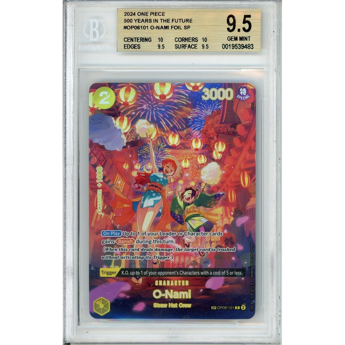 One Piece Graded: O-Nami OP06-101 500 Years In The Future Beckett 9.5