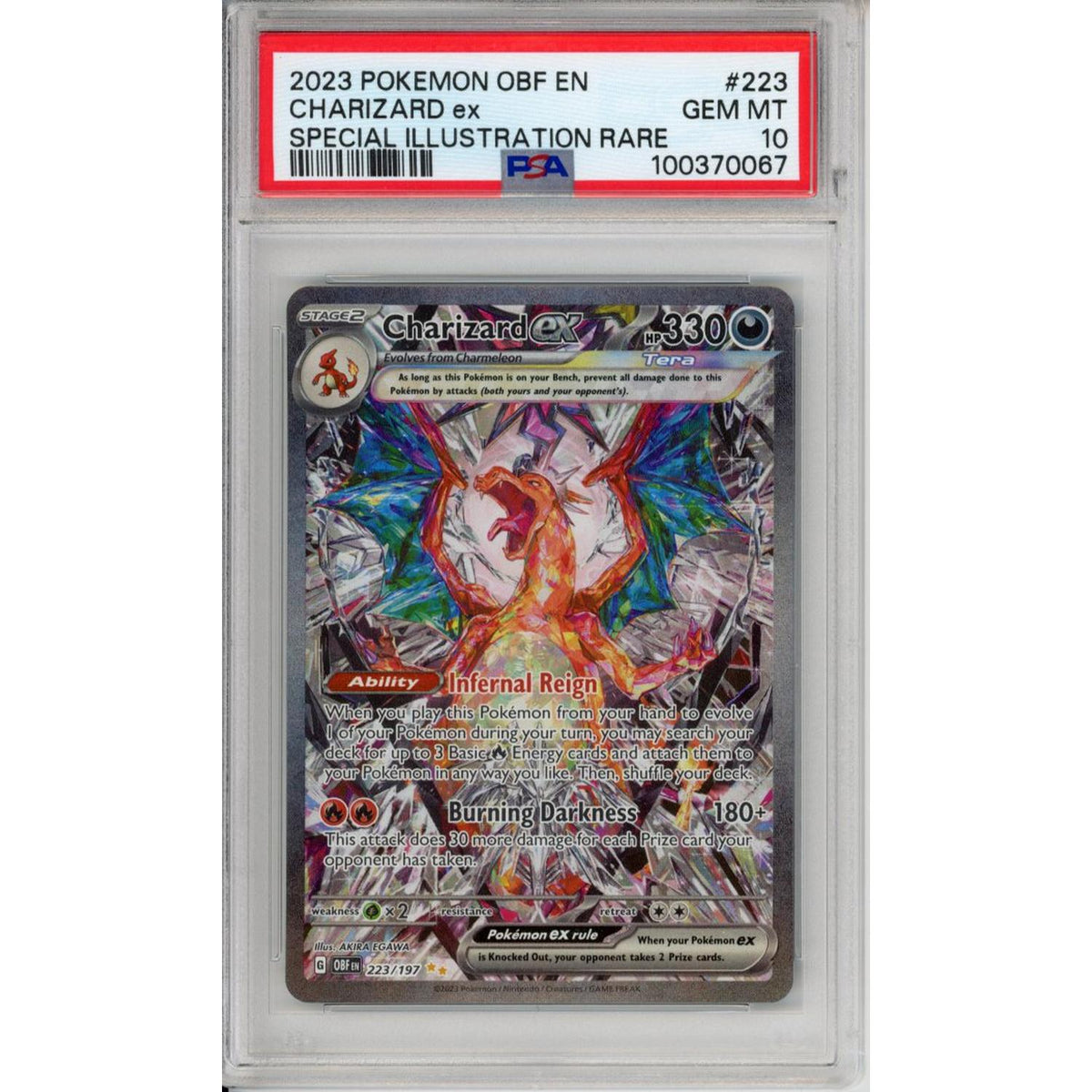 Pokemon Graded: Charizard ex 223/197 Obsidian Flames (2023) SIR Holo PSA 10