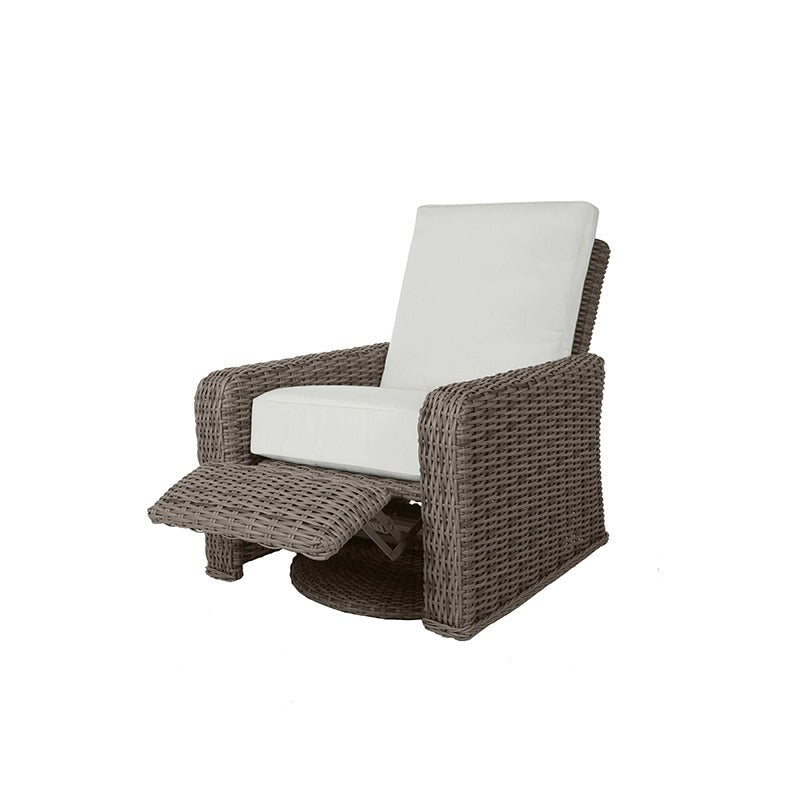 Laurent Swivel Recliner Outdoor Patio Wicker Cushion Lounge Chair (Driftwood / A-C)