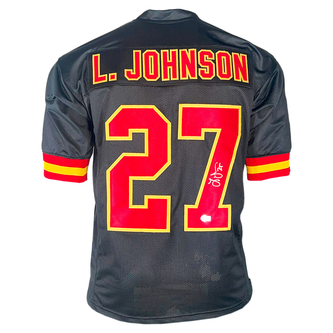 Larry Johnson Signed Kansas City Black Football Jersey (Beckett)