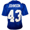 Michael Johnson Signed New York Blue Football Jersey (JSA)