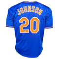 Howard Johnson Signed 86 WSC Inscription New York Blue Baseball Jersey (Beckett)