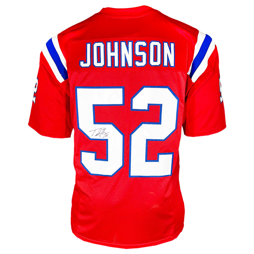 Ted Johnson Signed New England Red Football Jersey (JSA)