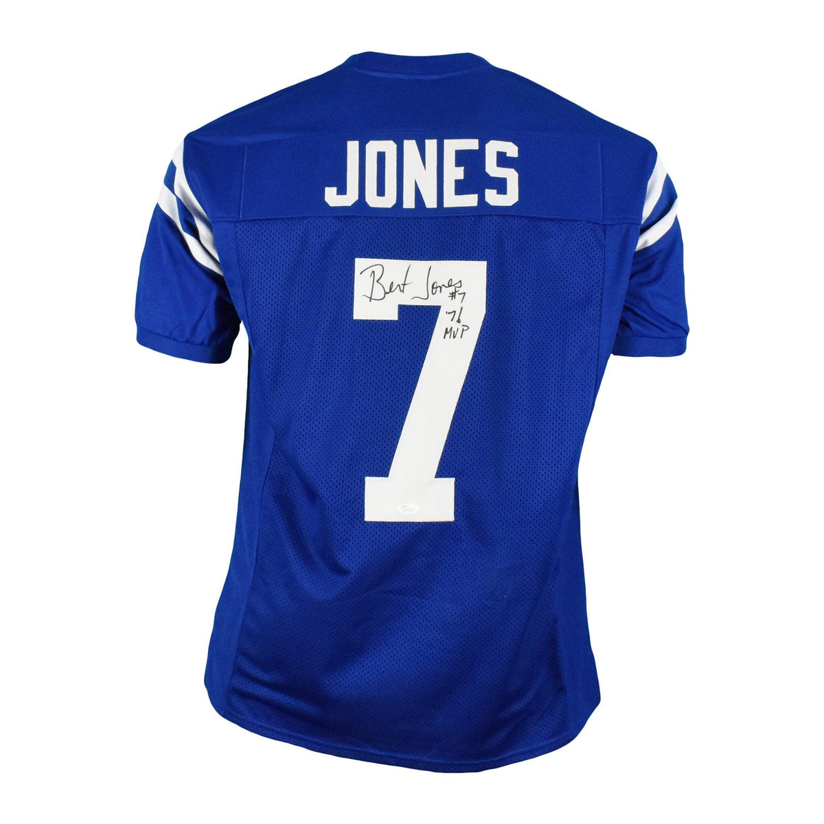 Bert Jones Signed Pro-Edition Blue Football Jersey (JSA) '76 MVP Inscription