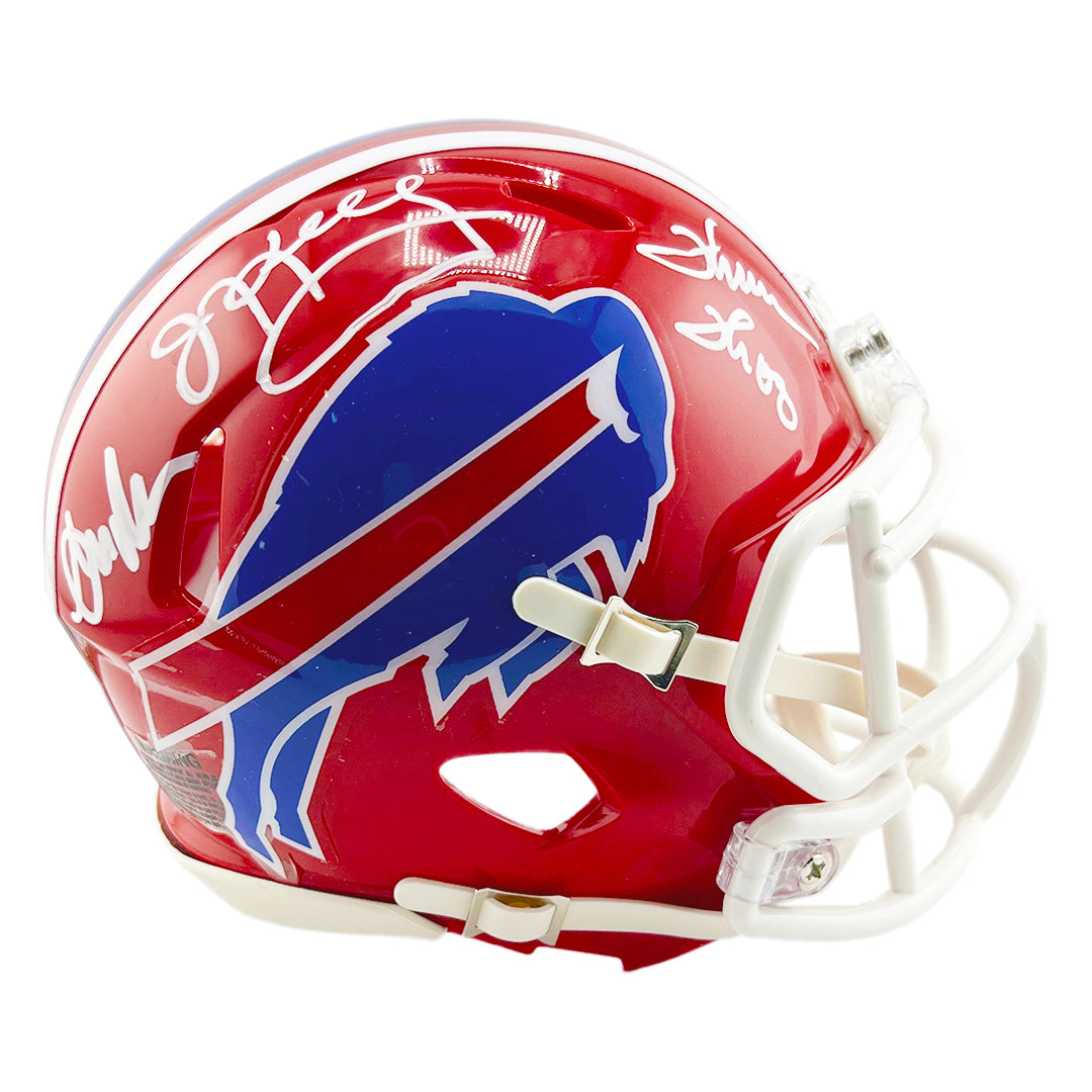 Bills Triplets Signed Buffalo Bills Throwback 87-01 Speed Mini Football Helmet (JSA)