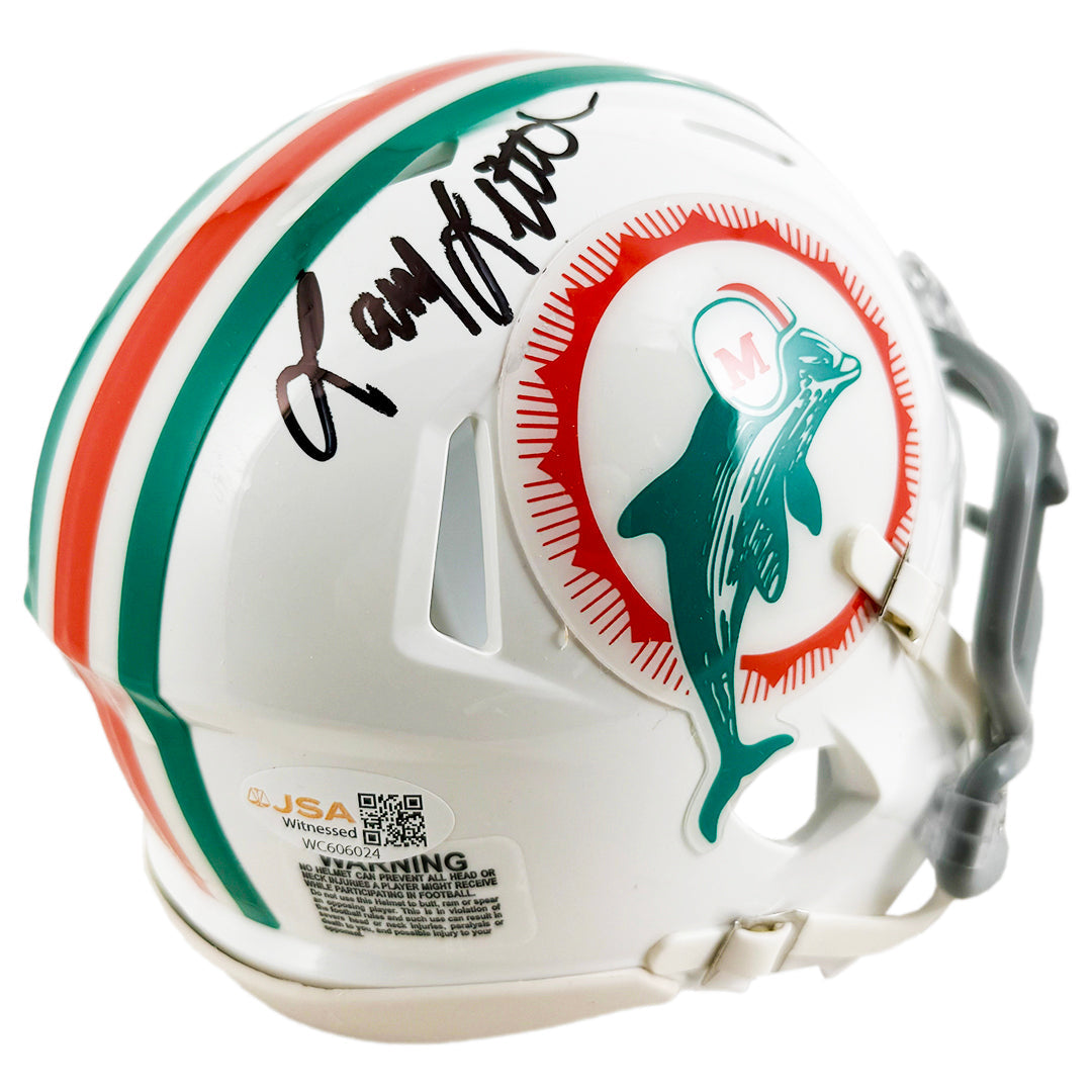 Larry Little Signed Miami Dolphins Throwback 1972 Speed Mini Football Helmet (JSA)