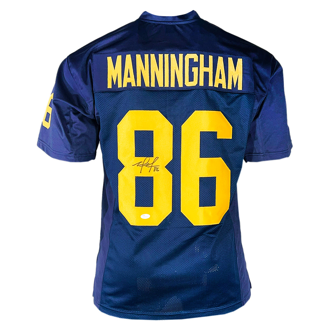 Mario Manningham Signed Michigan Navy College Football Jersey (JSA)