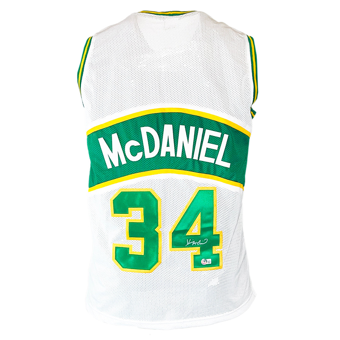 Xavier McDaniel Signed Seattle White Basketball Jersey (Beckett)