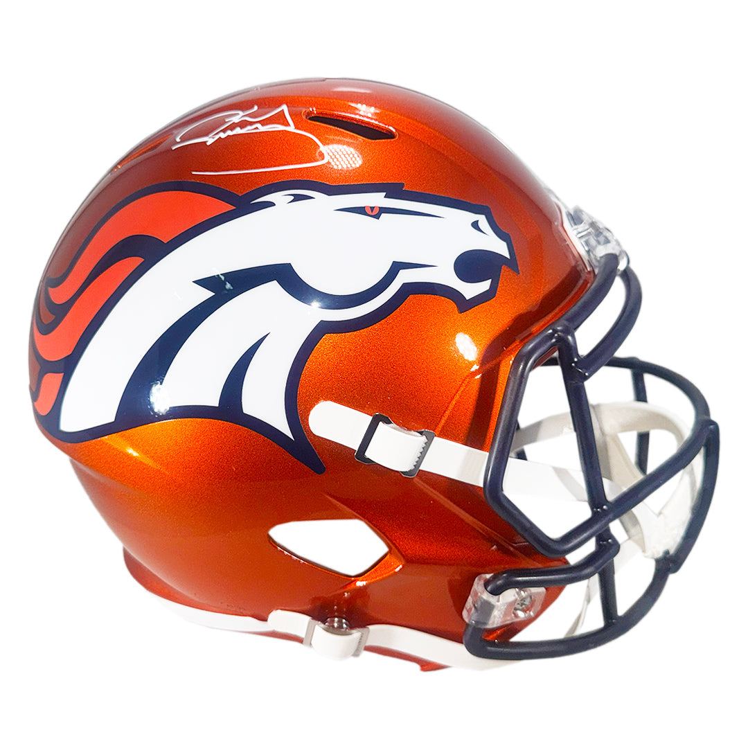 Karl Mecklenburg Signed Denver Broncos Flash Full-Size Replica Football Helmet (JSA)