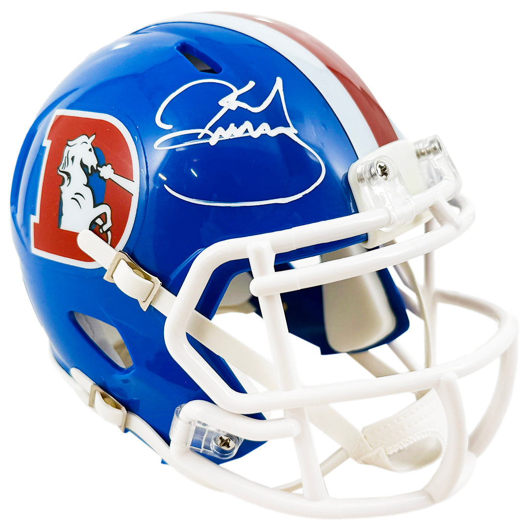 Karl Mecklenburg Signed Denver Broncos Throwback 75-96 Speed Mini Football Helmet (JSA)