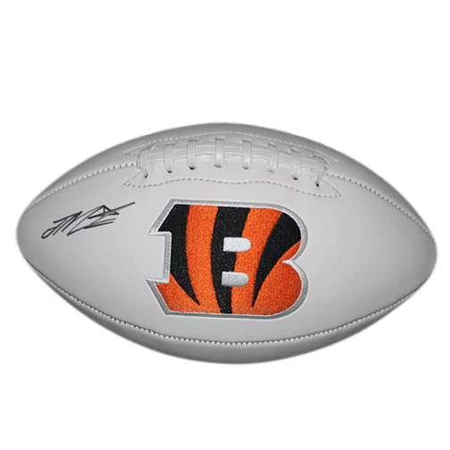 Joe Mixon Signed Cincinnati Bengals Official NFL Team Logo White Football (JSA)