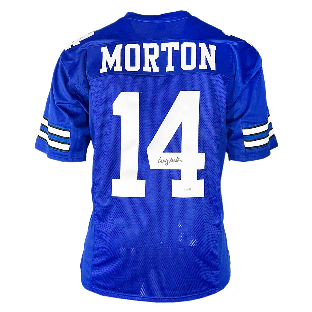 Craig Morton Signed Dallas Pro Royal Blue Football Jersey (JSA)