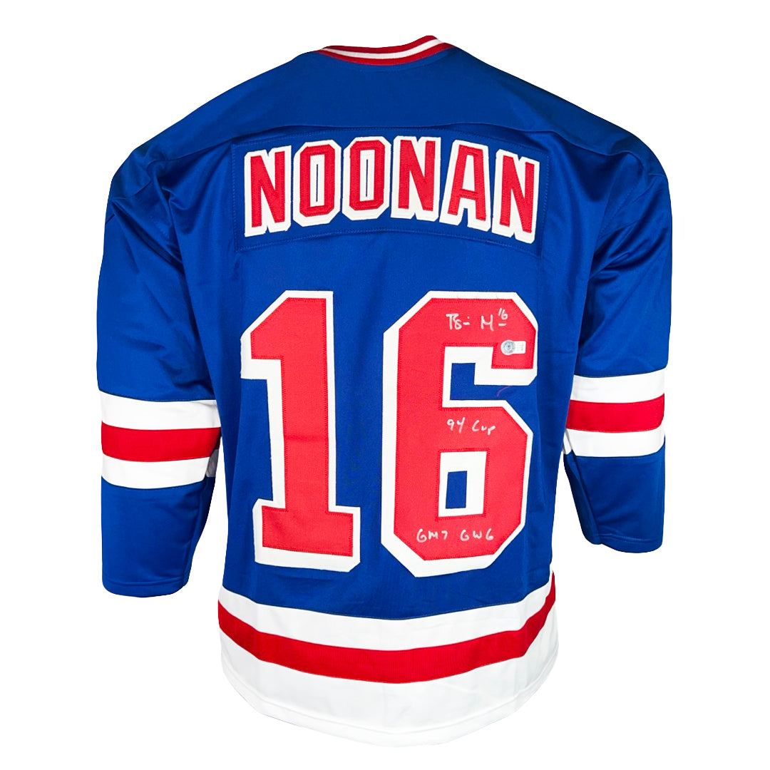 Brian Noonan Signed 94 Cup - GM 7 GWG Inscription New York Blue Hockey Jersey (Beckett)