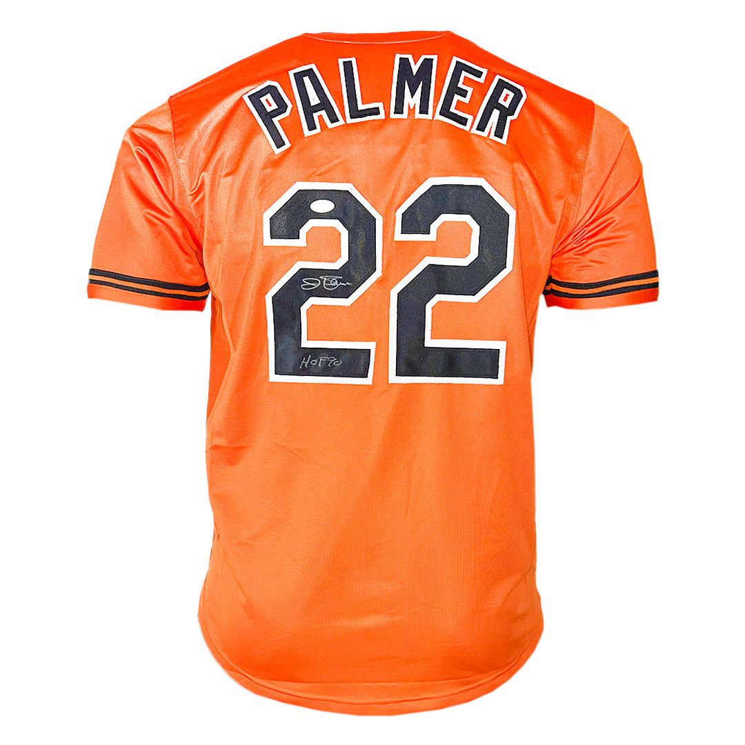 Jim Palmer Signed HOF 90 Baltimore Orange Button Up Baseball Jersey (JSA)