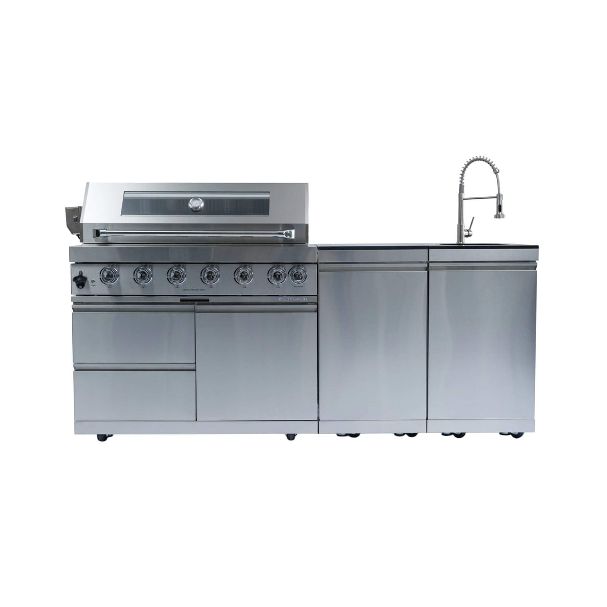 Castelle Flame Outdoor BBQ Kitchen Island With 43-Inch 6-Burner 85K BTU Propane Gas Grill, Rotisserie Kit, And Storage Cabinets (SAK95623) (Default)
