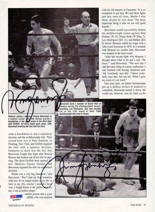Nino Benvenuti Autographed Magazine Page Photo PSA/DNA #Q95887