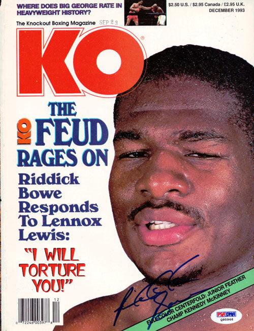 Riddick Bowe Autographed KO Boxing Magazine Cover PSA/DNA #Q95946