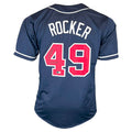 John Rocker Signed F*** NY Inscription Atlanta Navy Baseball Jersey (Beckett)