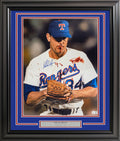 Nolan Ryan Autographed Framed 16x20 Photo Texas Rangers Bloody Beckett BAS QR Stock #220537