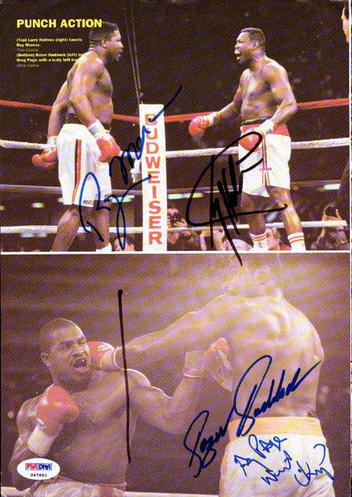 Larry Holmes, Greg Page, Ray Mercer & Razor Ruddock Autographed Magazine Page Photo PSA/DNA #S47662