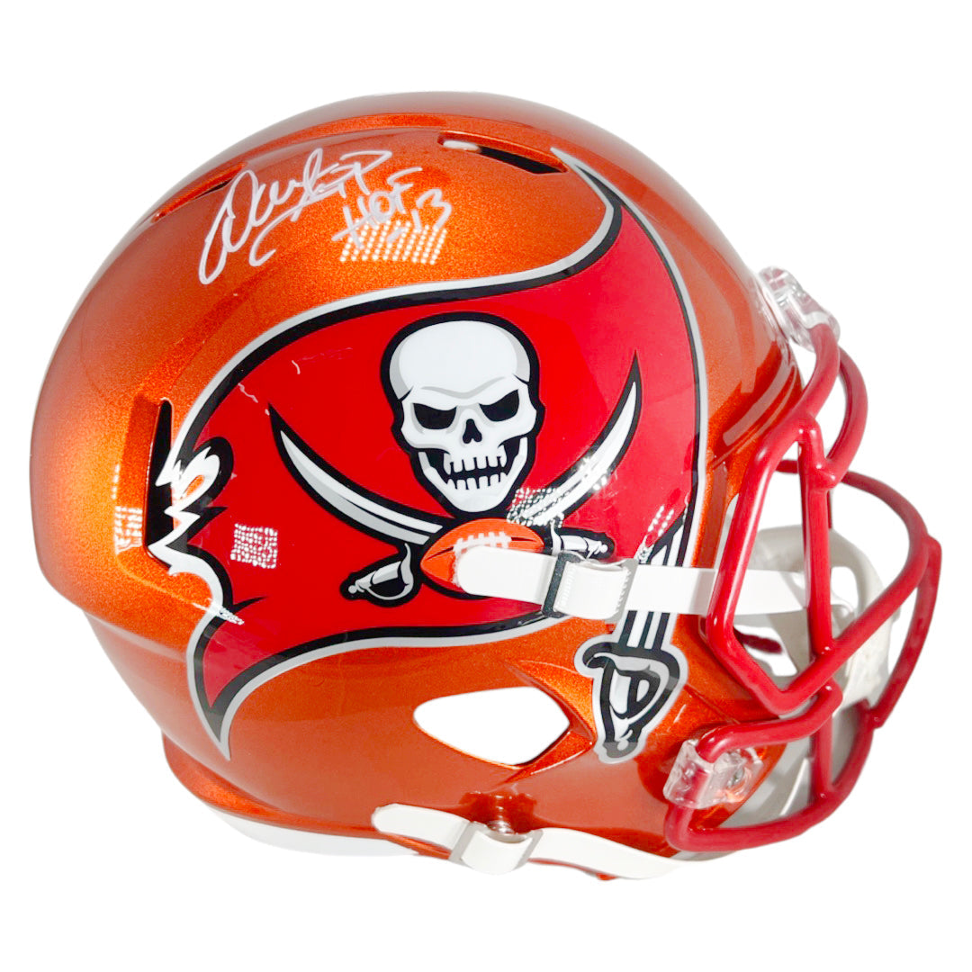 Warren Sapp Signed HOF 13 Inscription Tampa bay Buccaneers Flash Full-Size Replica Football Helmet (Beckett)