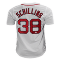 Curt Schilling Signed Boston White Baseball Shadow Number Jersey (JSA)