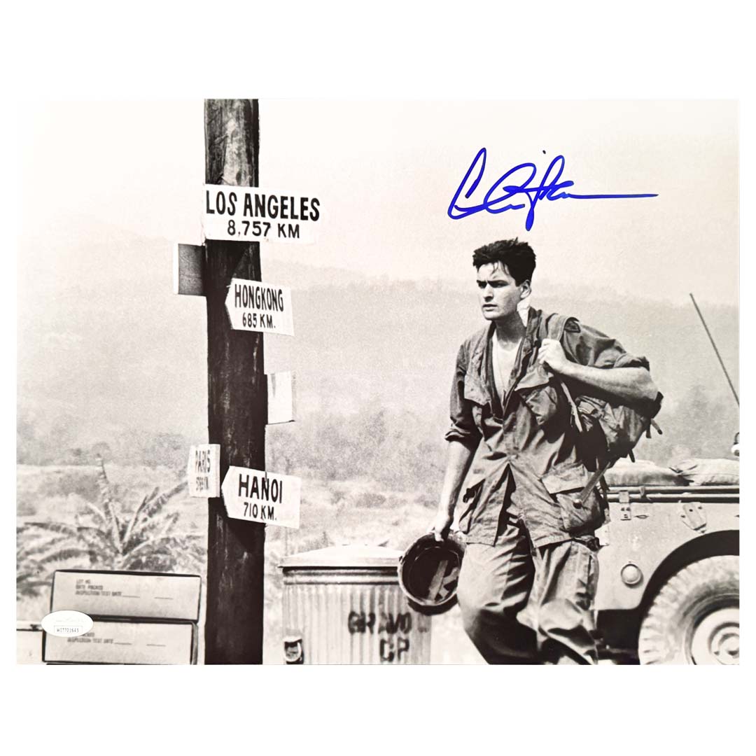 Charlie Sheen Signed Platoon 11x14 Photo Pose 8 (JSA)