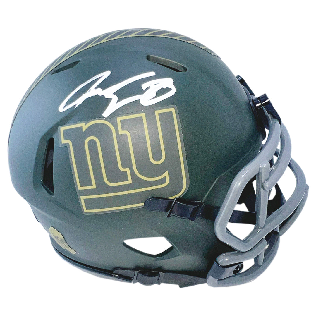 Jeremy Shockey Signed New York Giants Salute 2025 Mini Football Helmet (Beckett)