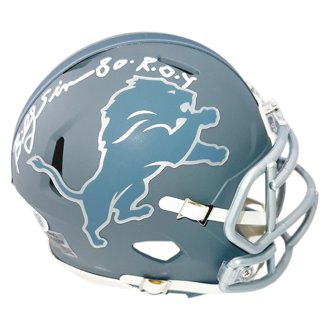 Billy Sims Signed 80 ROY Detroit Lions Slate Alternate Speed Mini Football Helmet (JSA)