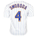 Ron Swoboda Signed 69 Champs Inscription New York Pinstripe Baseball Jersey (JSA)