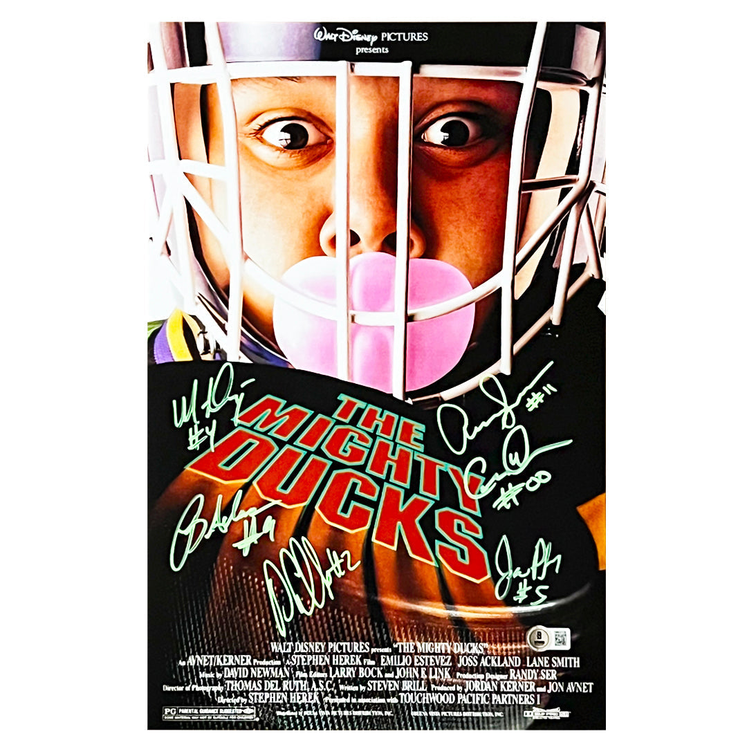 The Mighty Ducks Cast Signed 11x17 Photo (Beckett)